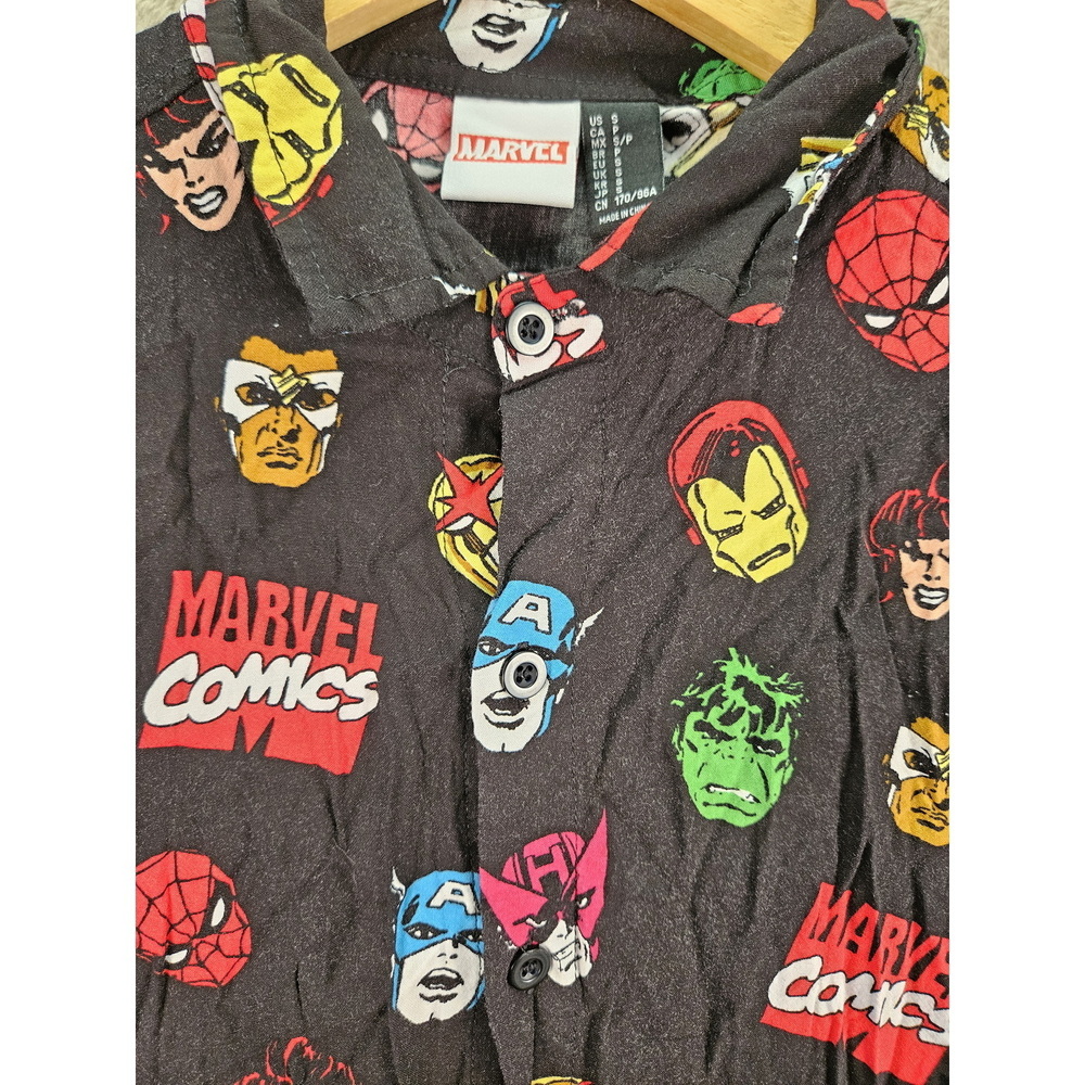 Marvel Comics All-over Print Short-sleeve Shirt Spider-Man Hulk Iron Man Size S - Picture 5 of 10